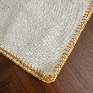 Williams Sonoma 100% Cotton Napkins and Placemats with Gold Embroidered Border
